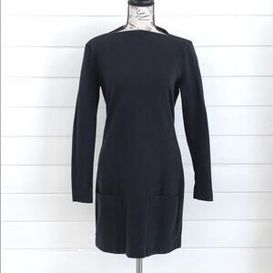 Kate Spade Saturday Long Sleeve Black Pocket Shift Dress Size Small